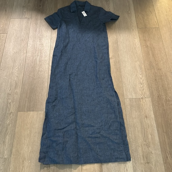 NWT! Banana Republic Indigo Cruz Linen Maxi Shirtdress - Size XS 🦋 - Picture 7 of 11